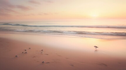 Sea beach at sunrise. Generative AI