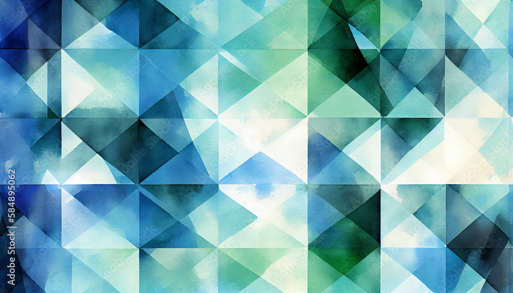 Aufkleber abstract geometric pattern in blue triangle shapes ,generative ai