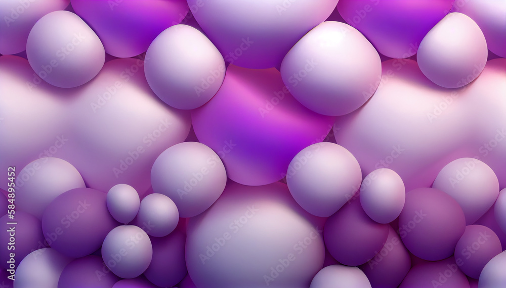 Poster abstract purple pattern decoration with multi colored circles ,generative ai
