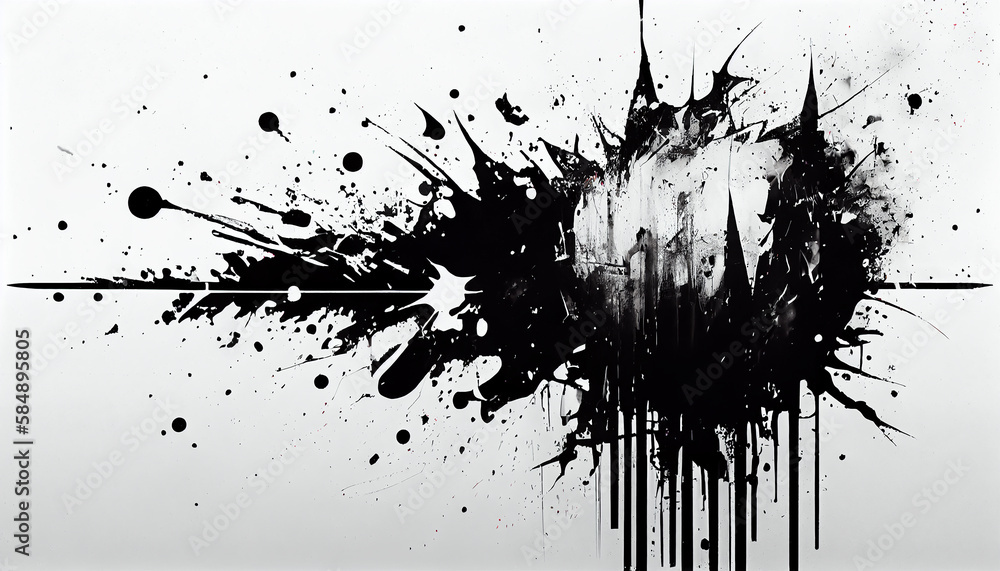 Poster abstract grunge ink design element splashing on background ,generative ai