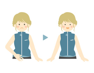 体型に悩む女性 _ ベクター 素材 単品 運動 健康 フィットネス かわいい 人物 金髪