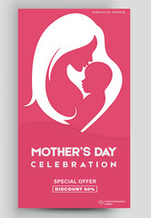 Happy Mother's Day. Editable post template for banner sale, presentation, invitation, stories, streaming.