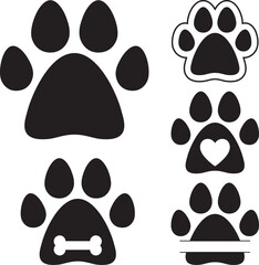 Fototapeta premium Paw print dog, Paw monogram isolated on a white background.