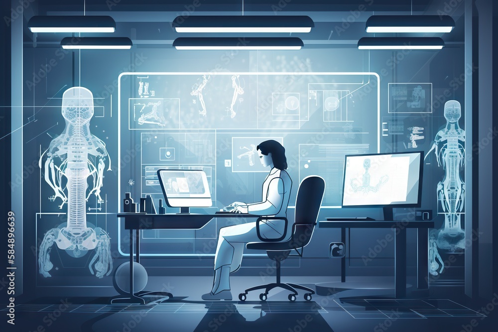 Aufkleber a woman sitting at a desk in front of a computer monitor workshop animation robotics engineering
