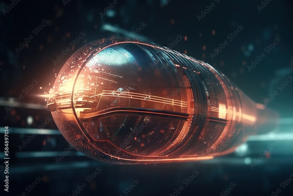 Poster A Futuristic Object With A Bright Light Coming Out Of It's Center Factory Animation Motion Graphics Generative AI 