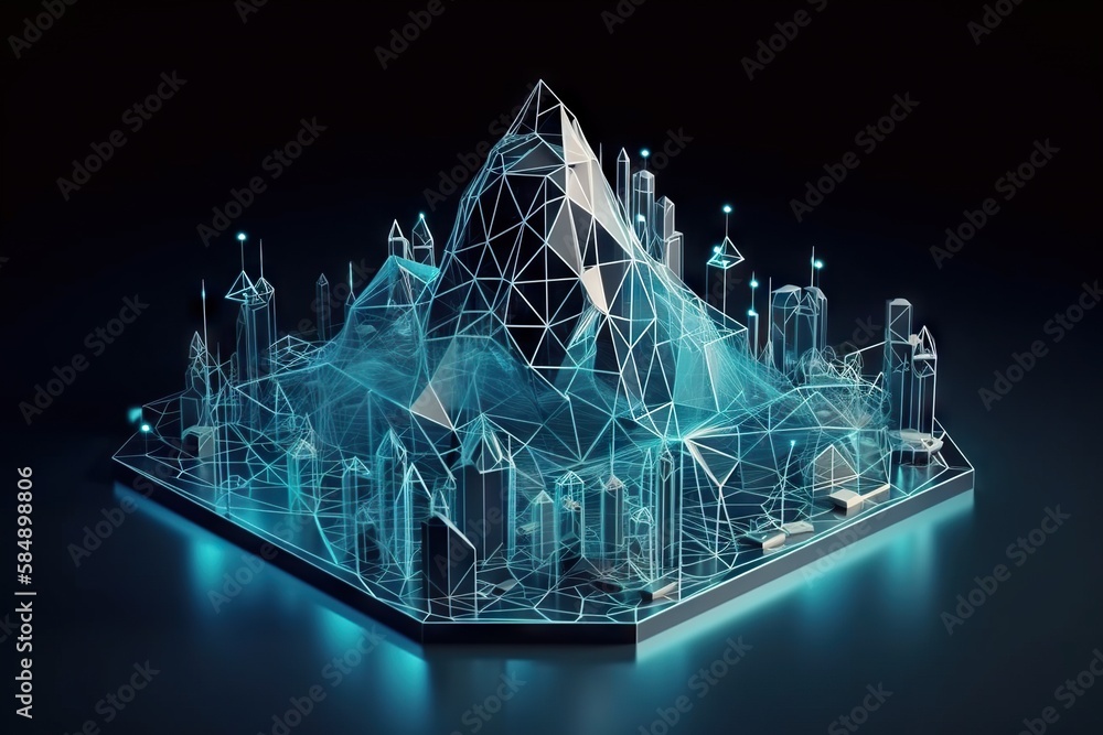 Poster a futuristic city with a futuristic architecture and a futuristic building on top modern urban skyli