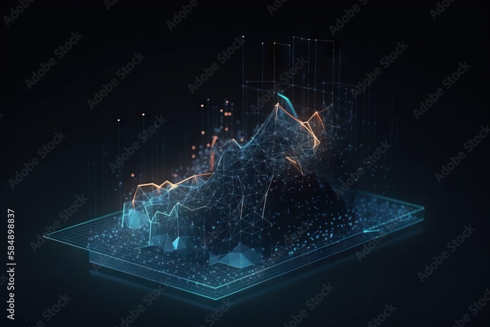 Poster a mountain with a line of dots on it and a line of dots above it himalayan peak animation data analy