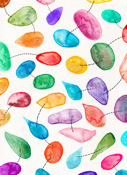 Connected colourful watercolor shapes