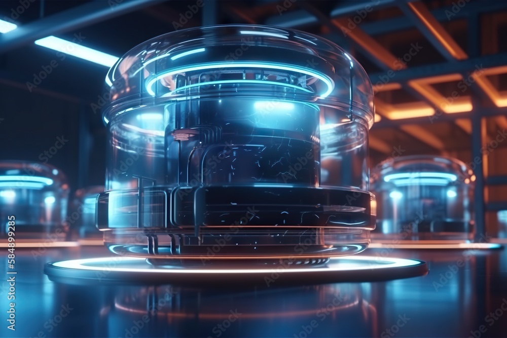 Poster a futuristic sci - fi fidgetr with a circular base factory animation motion graphics generative ai
