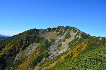 紅葉の仙丈ケ岳　小仙丈沢カール