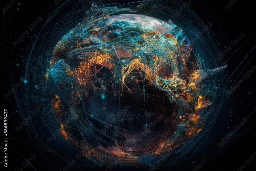 Aufkleber a computer generated image of a planet with a lot of lines deep sea trench animation motion graphics