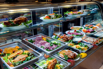 fresh food on market freezer