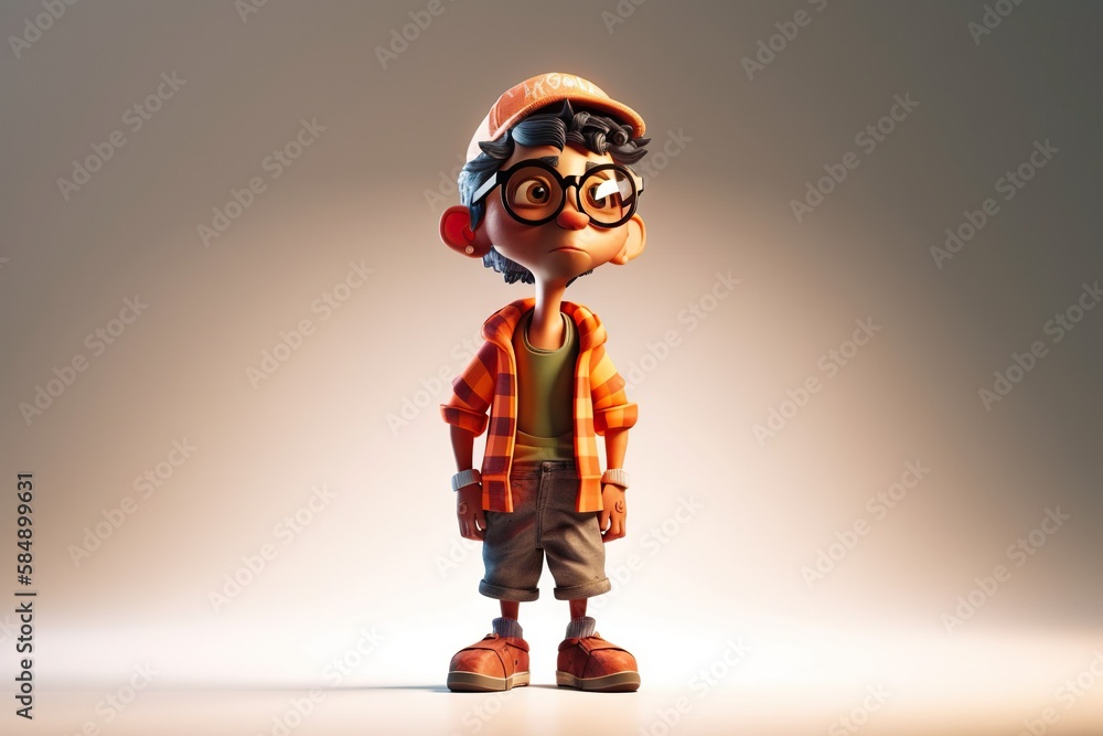 Poster a cartoon character with glasses and a hat on a white background canyon animation animation filmmaki