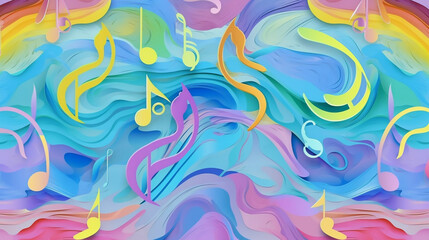 Fototapeta na wymiar Abstract colorful background with musical notes