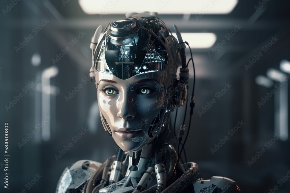 Poster a robot woman with a robotic head and a sci - fi fi fi fi fi fi fi fi fi fi fi fi fi fi fi fi fi fi 