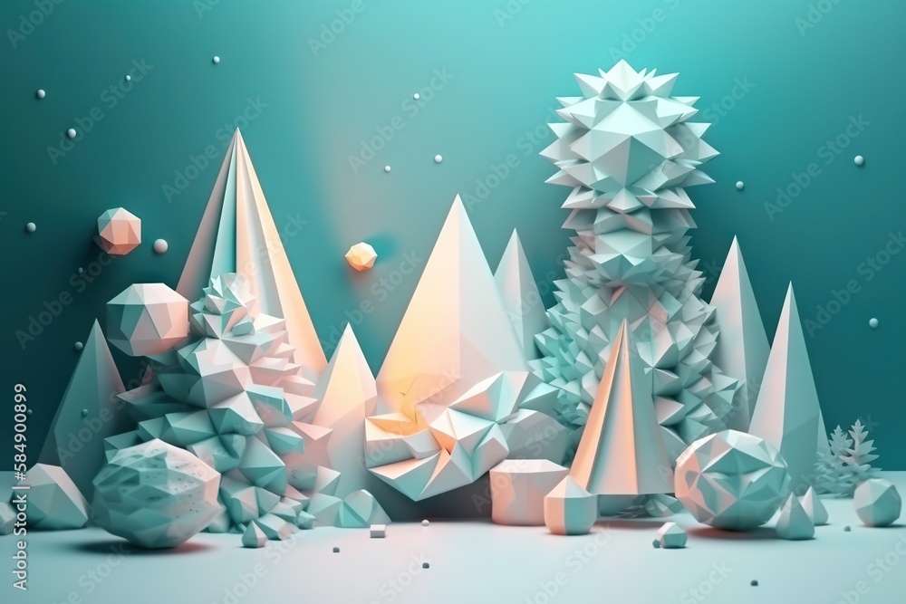 Poster a very nice and colorful background with some rocks and trees in it glacier animation motion graphic