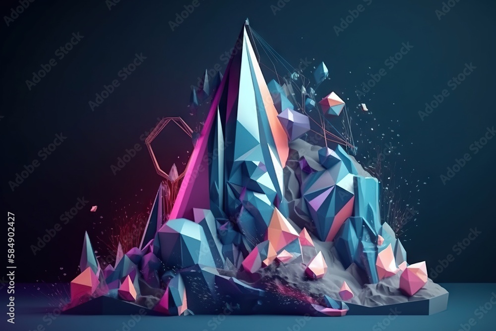 Poster A Very Colorful And Unusual Object With A Dark Background And A Blue Background Glacier Animation Motion Graphics Generative AI 