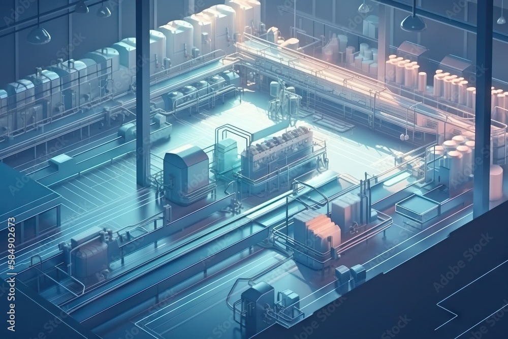 Poster A Factory With A Lot Of Machines And Machinery In It's Center Factory Animation Manufacturing Planning And Control Generative AI 
