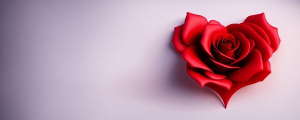 a red rose is in the shape of a heart on a white background with a shadow of the heart  / Valentine's Day / Heart / Love
