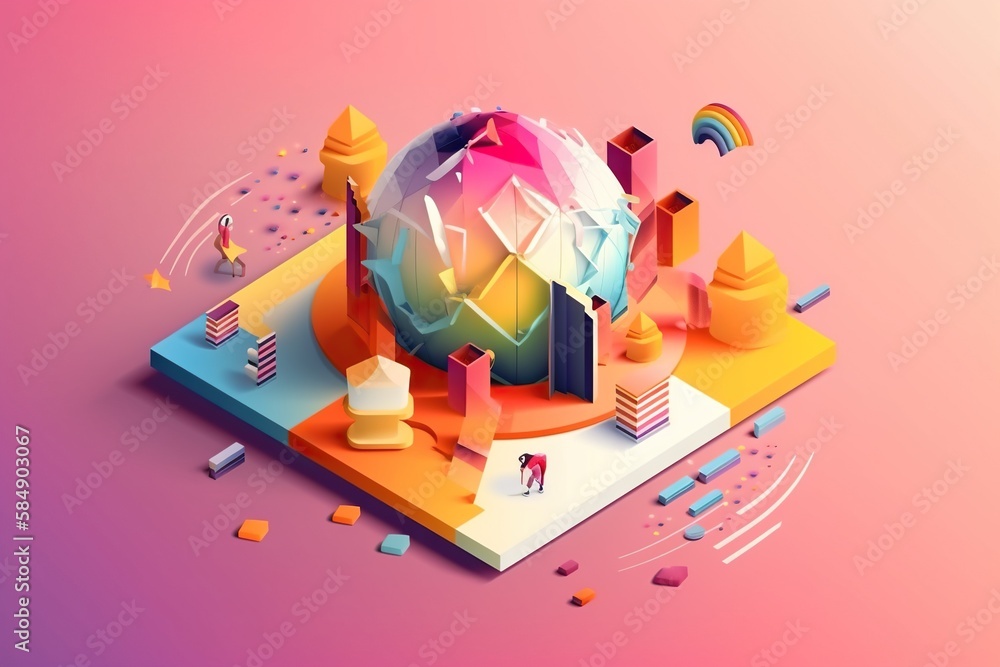 Aufkleber a colorful abstract composition with a rainbow colored background and a rainbow colored background a