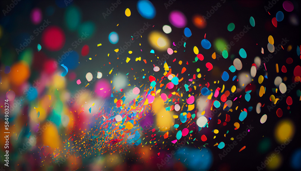 Canvas Prints Multi colored confetti falling on shiny backdrop ,generative AI