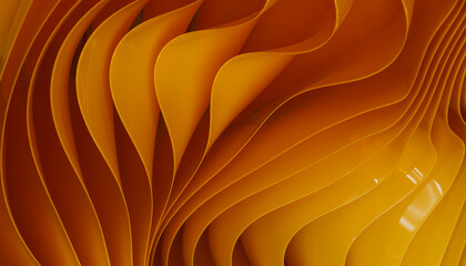 Abstract yellow background with layers of silk folded drapery