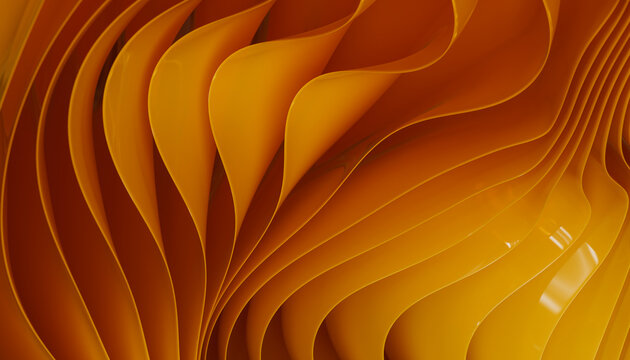 Abstract yellow background with layers of silk folded drapery