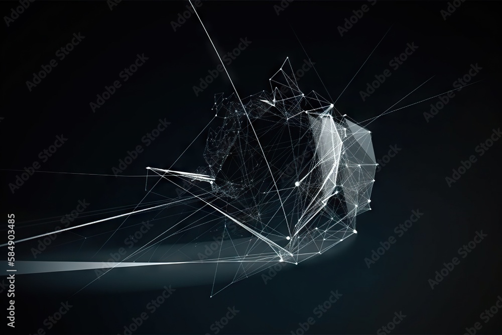 Aufkleber a black and white photo of a cube with lines and dots deep sea trench video art motion graphics gene