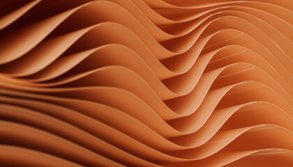 Abstract orange background with layers of silk folded drapery