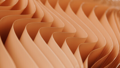 Abstract orange background with layers of silk folded drapery