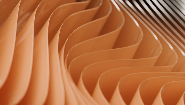 Abstract orange background with layers of silk folded drapery