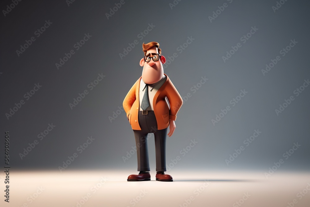 Aufkleber a cartoon character with a beard and glasses on a gray background classroom animation animation film