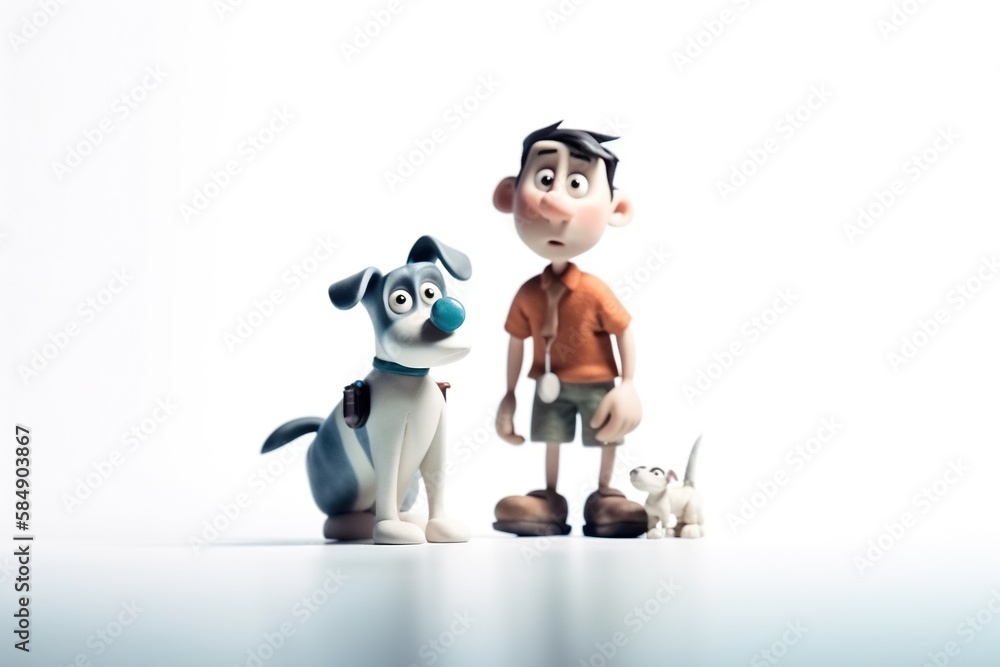 Poster a cartoon character standing next to a dog on a white background movie theater animation animation f