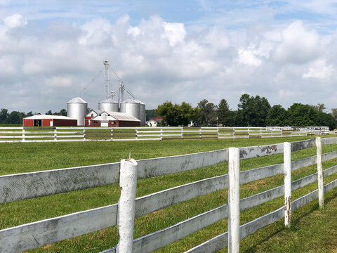Barn and grain silo Rural farming pasture agriculture 