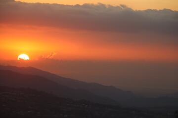 Sunset over the mountains of Santa Ana, Costa Rica