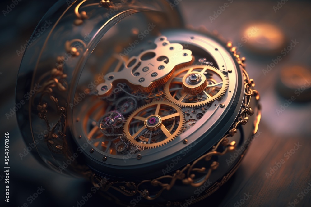 Poster a close up of a watch with a chain around it's edges workshop kinetic art smart watches generative a