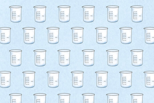 Illustration of chemistry and biology laboratory instruments set