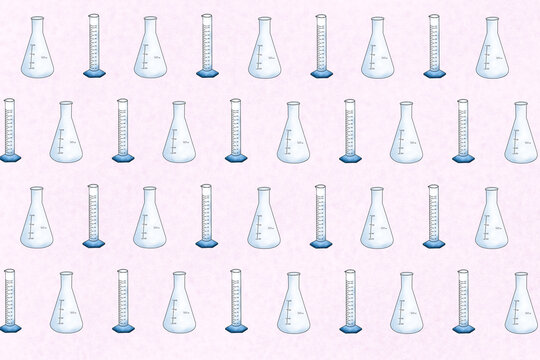 Illustration of chemistry and biology laboratory instruments set