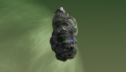 Flying Stone, micro planet, isolate. 3d rendering 