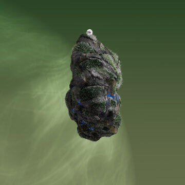Flying Stone, micro planet, isolate. 3d rendering 