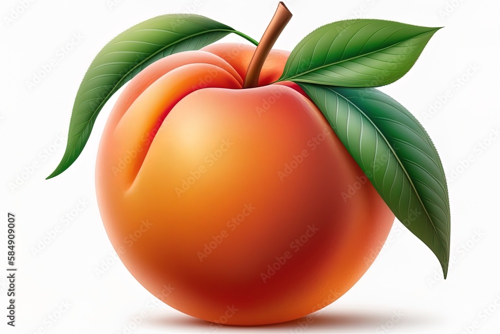Poster peach on a white backdrop as a standalone object. generative ai
