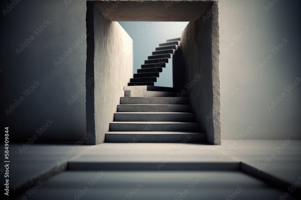 Poster a set of stairs leading to a skylight in a room deep sea trench constructivism architectural design 