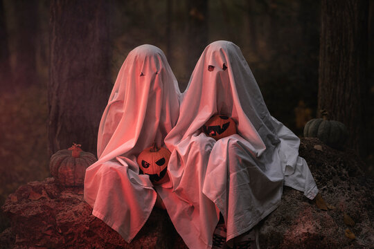 Spooky ghosts in halloween