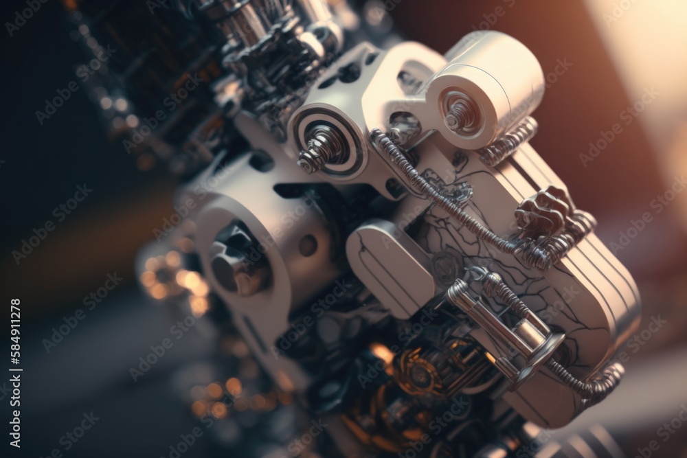 Poster a close up of a machine with many gears on it's side car repair shop kinetic art robotics engineerin