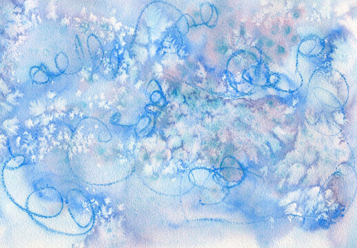 Blue icy watercolor art - abstract background 