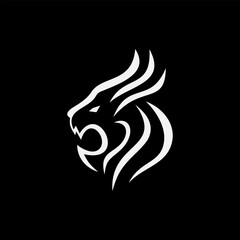 roaring lion head abstract logo design