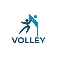 vector based logo design of a volleyball player doing a smash while jumping