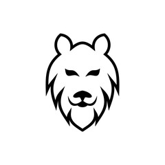 wolf head line art logo design in black color