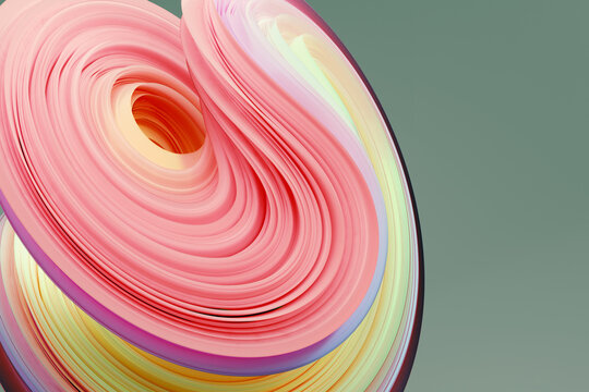 3D Illustration of twisted colorful shapes