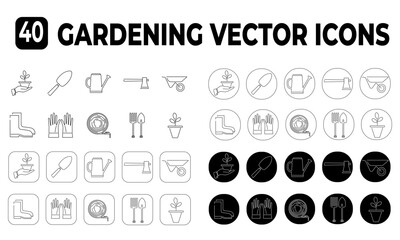 Gardening vector icons with outline design - minimal thin line web icon set. Simple vector illustration.